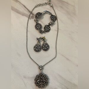 Brighton Silver Plated Pendant  Necklace, Bracelet And Earrings Set